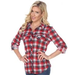 Women's White Mark Oakley Stretchy Plaid Top White Black 27 Women's White Mark Oakley Stretchy Plaid Top White Black -White Mark Sales unnamed file 189