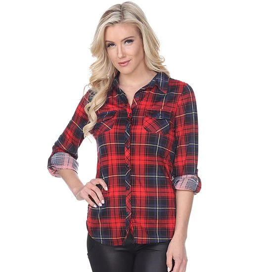 Women's White Mark Oakley Stretchy Plaid Top White Black 16 Women's White Mark Oakley Stretchy Plaid Top White Black - Image 14