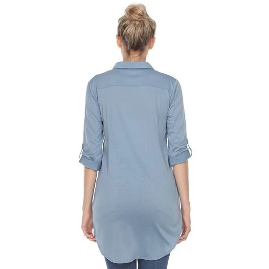 Women's White Mark Button Up Tunic Top 4 Women's White Mark Button Up Tunic Top - Image 2