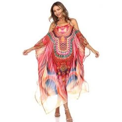 Women's White Mark Long Caftan Red Orange -White Mark Sales unnamed file 1932