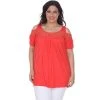 Plus Size White Mark Cold-Shoulder Top Red