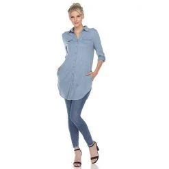Women's White Mark Button Up Tunic Top 18 Women's White Mark Button Up Tunic Top -White Mark Sales unnamed file 195