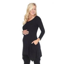 Maternity White Mark Handkerchief Hem Tunic Top