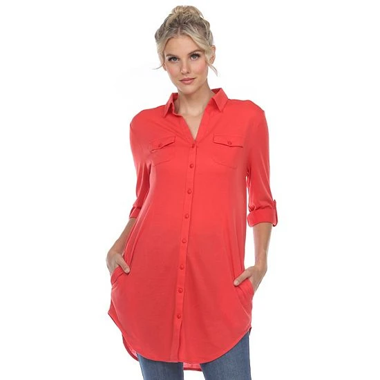 Women's White Mark Button Up Tunic Top 11 Women's White Mark Button Up Tunic Top - Image 9