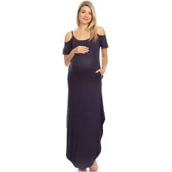 Maternity White Mark Cold-Shoulder Maxi Dress Navy 25 Maternity White Mark Cold-Shoulder Maxi Dress Navy -White Mark Sales unnamed file 2058