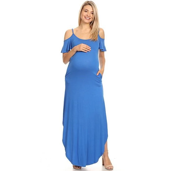 Maternity White Mark Cold-Shoulder Maxi Dress Navy 14 Maternity White Mark Cold-Shoulder Maxi Dress Navy - Image 12