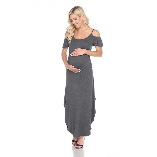 Maternity White Mark Cold-Shoulder Maxi Dress Navy 15 Maternity White Mark Cold-Shoulder Maxi Dress Navy - Image 13