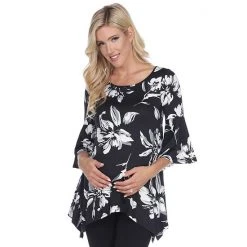 Maternity White Mark Floral Bell Sleeve Tunic Top Navy -White Mark Sales unnamed file 2096