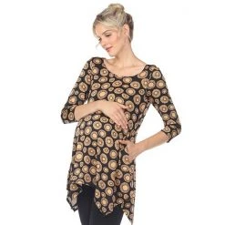 Maternity White Mark Printed Tunic Top Black Beige