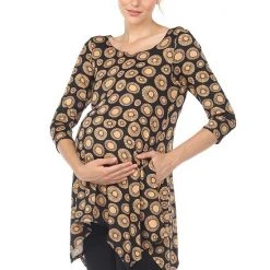 Maternity White Mark Printed Tunic Top Black Beige -White Mark Sales unnamed file 2103
