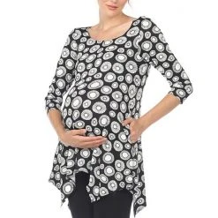 Maternity White Mark Printed Tunic Top Black Beige -White Mark Sales unnamed file 2107
