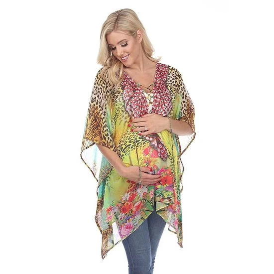 Maternity White Mark Tie-Up Neckline Caftan Pink Leopard 8 Maternity White Mark Tie-Up Neckline Caftan Pink Leopard - Image 6