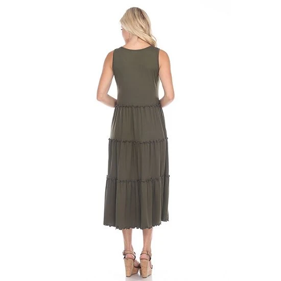 Maternity White Mark Scoopneck Tiered Midi Dress 4 Maternity White Mark Scoopneck Tiered Midi Dress - Image 2