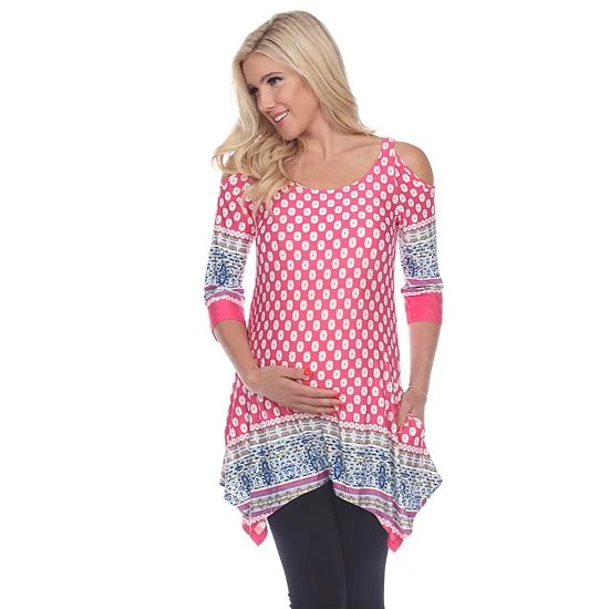 Maternity White Mark Cold-Shoulder Tunic Top Black White 8 Maternity White Mark Cold-Shoulder Tunic Top Black White - Image 6