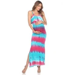 Maternity White Mark Layered Tie-Dye Maxi Dress Teal Pink 17 Maternity White Mark Layered Tie-Dye Maxi Dress Teal Pink -White Mark Sales unnamed file 2145