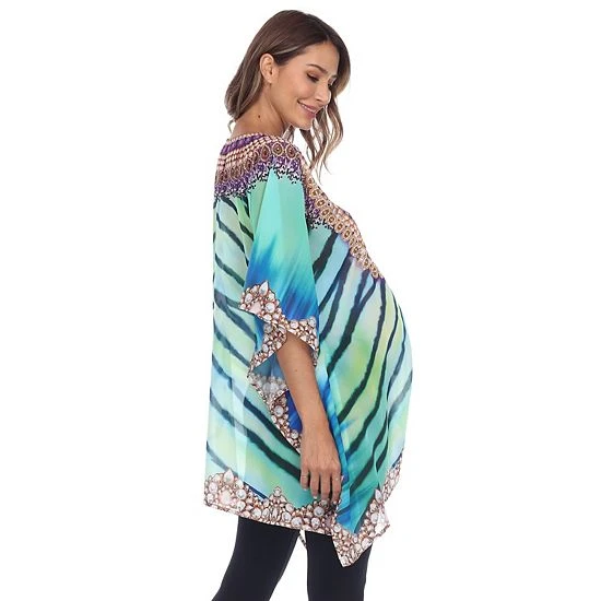 Maternity White Mark Sheer Tie-Up Caftan Aqua 3 Maternity White Mark Sheer Tie-Up Caftan Aqua - Image 2
