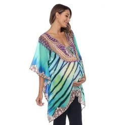 Maternity White Mark Sheer Tie-Up Caftan Aqua 10 Maternity White Mark Sheer Tie-Up Caftan Aqua -White Mark Sales unnamed file 2152