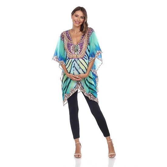 Maternity White Mark Sheer Tie-Up Caftan Aqua 5 Maternity White Mark Sheer Tie-Up Caftan Aqua - Image 4