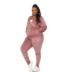 Plus Size White Mark Rhinestone 2-Piece Velour Tracksuit Set Black -White Mark Sales unnamed file 222