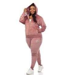 Plus Size White Mark Rhinestone 2-Piece Velour Tracksuit Set Black -White Mark Sales unnamed file 224