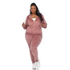 Plus Size White Mark Rhinestone 2-Piece Velour Tracksuit Set Black -White Mark Sales unnamed file 225
