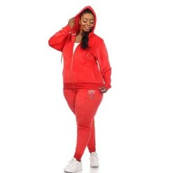 Plus Size White Mark Rhinestone 2-Piece Velour Tracksuit Set Black -White Mark Sales unnamed file 227