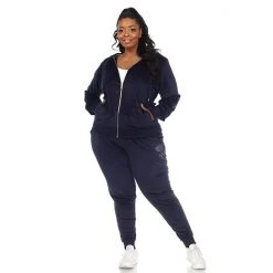 Plus Size White Mark Rhinestone 2-Piece Velour Tracksuit Set Black -White Mark Sales unnamed file 228