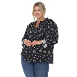Plus Size White Mark Pleated Leaf Print Blouse Olive 19 Plus Size White Mark Pleated Leaf Print Blouse Olive -White Mark Sales unnamed file 237