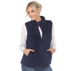 Women's White Mark Zip Up Sherpa Vest Army Green -White Mark Sales unnamed file 245