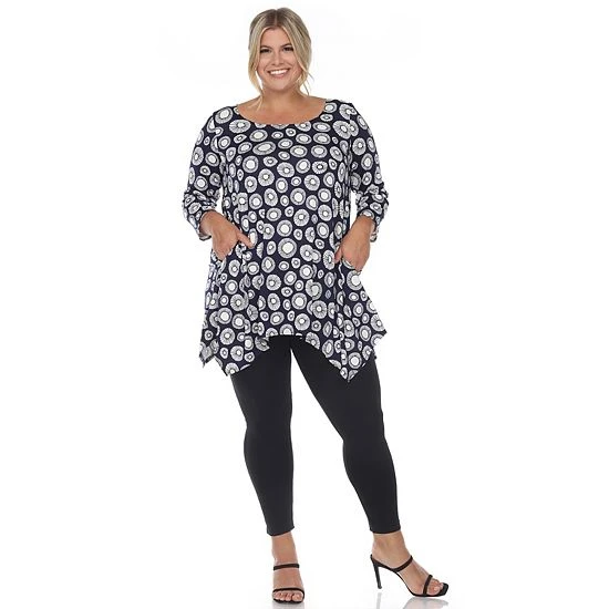 Plus Size White Mark Geometric Circle Tunic Top Navy 7 Plus Size White Mark Geometric Circle Tunic Top Navy - Image 5