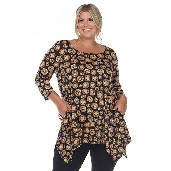 Plus Size White Mark Geometric Circle Tunic Top Navy 9 Plus Size White Mark Geometric Circle Tunic Top Navy - Image 7