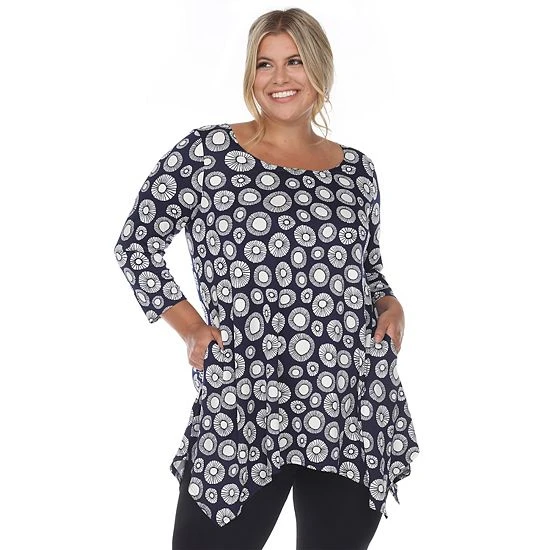 Plus Size White Mark Geometric Circle Tunic Top Navy 11 Plus Size White Mark Geometric Circle Tunic Top Navy - Image 9