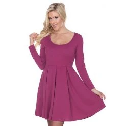 Women's White Mark Long Sleeve Fit N Flare Dress Navy -White Mark Sales unnamed file 281