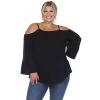 Plus Size White Mark Cold Shoulder Ruffle Sleeve Top Black -White Mark Sales unnamed file 286