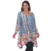 Plus Size White Mark Aymmetrical Tunic Brown Multi