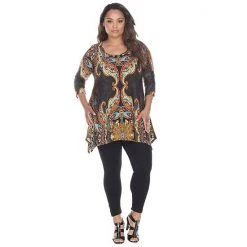 Plus Size White Mark Aymmetrical Tunic Brown Multi -White Mark Sales unnamed file 301