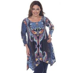 Plus Size White Mark Aymmetrical Tunic Brown Multi -White Mark Sales unnamed file 305