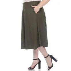 Plus Size White Mark Flare Midi Skirts -White Mark Sales unnamed file 308