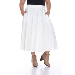 Plus Size White Mark Flare Midi Skirts -White Mark Sales unnamed file 318