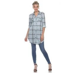 Women's White Mark Plaid Tunic Top Pink 15 Women's White Mark Plaid Tunic Top Pink -White Mark Sales unnamed file 323