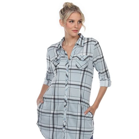 Women's White Mark Plaid Tunic Top Pink 7 Women's White Mark Plaid Tunic Top Pink - Image 5