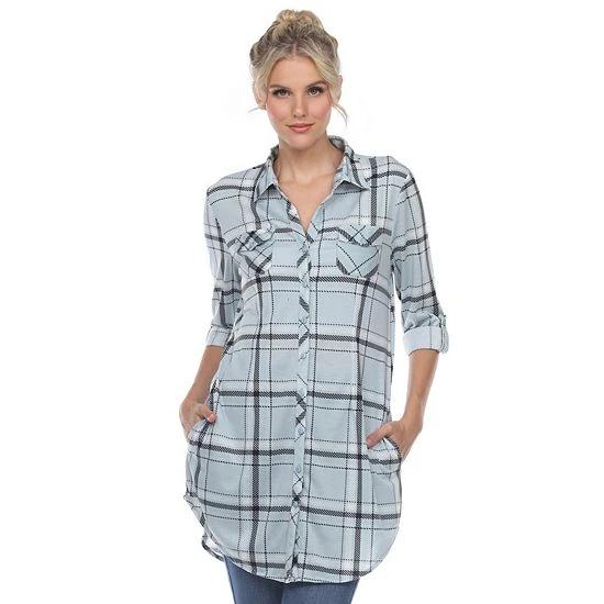 Women's White Mark Plaid Tunic Top Pink 9 Women's White Mark Plaid Tunic Top Pink - Image 7