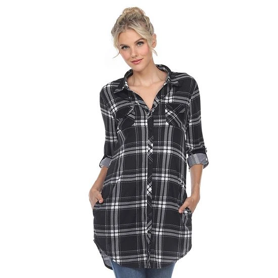 Women's White Mark Plaid Tunic Top Pink 12 Women's White Mark Plaid Tunic Top Pink - Image 10