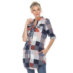 Women's White Mark Plaid Tunic Top Burgundy White 13 Women's White Mark Plaid Tunic Top Burgundy White -White Mark Sales unnamed file 343
