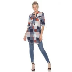Women's White Mark Plaid Tunic Top Burgundy White 14 Women's White Mark Plaid Tunic Top Burgundy White -White Mark Sales unnamed file 344