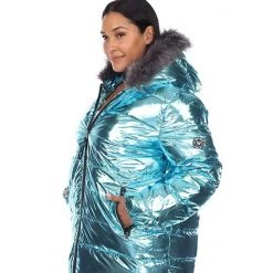 Plus Size White Mark Metallic Puffer Coat With Hoodie Black -White Mark Sales unnamed file 353