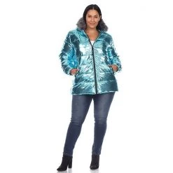 Plus Size White Mark Metallic Puffer Coat With Hoodie Black -White Mark Sales unnamed file 354