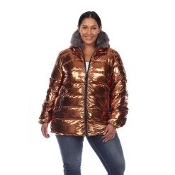 Plus Size White Mark Metallic Puffer Coat With Hoodie Black -White Mark Sales unnamed file 358