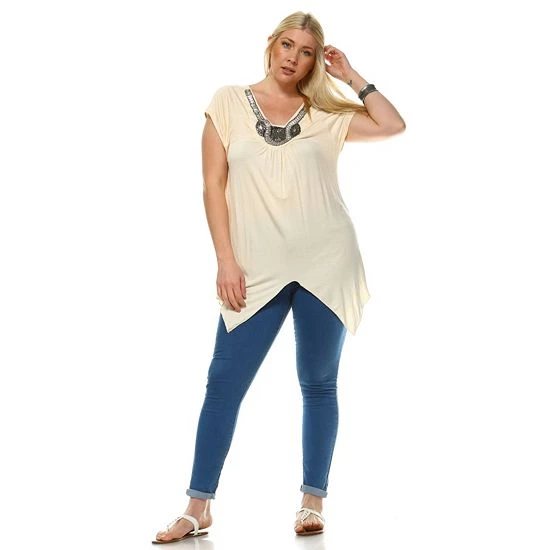 Plus Size White Mark Embellished Tunic Fuchsia 5 Plus Size White Mark Embellished Tunic Fuchsia - Image 3
