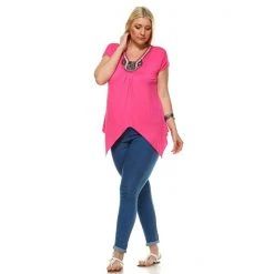 Plus Size White Mark Embellished Tunic Fuchsia 23 Plus Size White Mark Embellished Tunic Fuchsia -White Mark Sales unnamed file 387